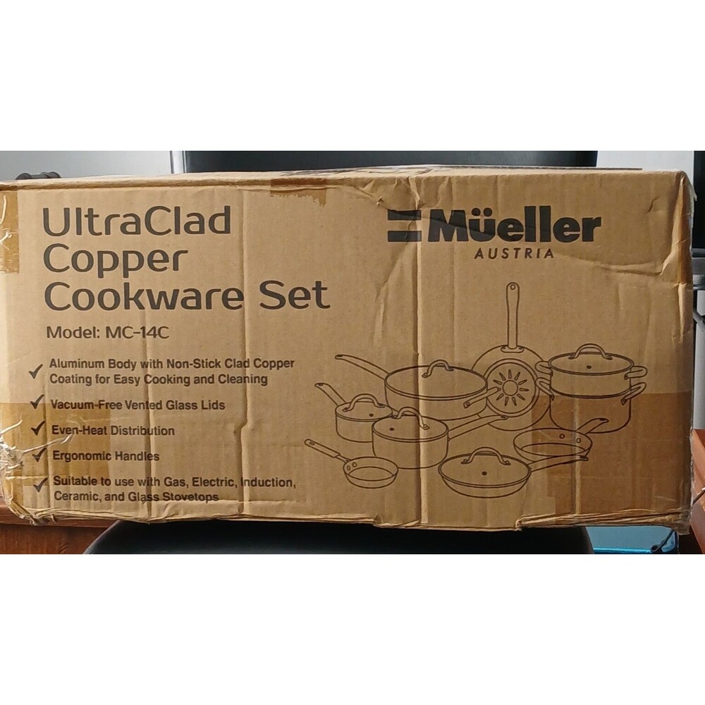 Mueller UltraClad COPPER 14 Piece Cookware Set. MC-14C. NIB